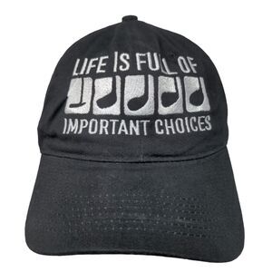 Queensboro Slideback Hat One Size Black Embroidered Print Vent Holes